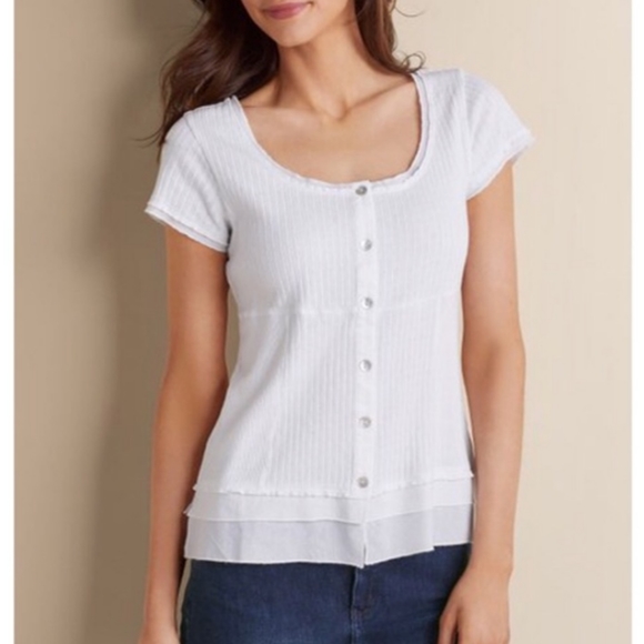 SOFT SURROUNDINGS YELLOW ROMA RIBBED TEE - Picture 3 of 3